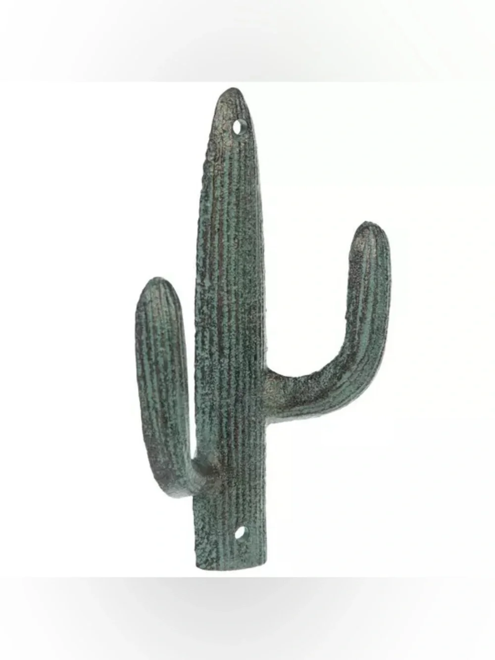 (3) Distressed Green Cactus Metal Wall Hook